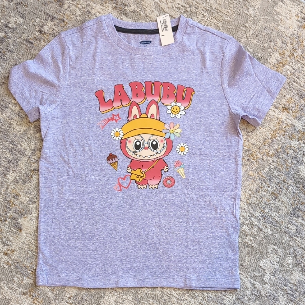 Kids Purple Labubu Graphic Tee Size 8